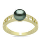 Anillo de Plata Bañada en Oro con Perla de río Tahiti verde ilusión
