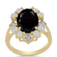 Anillo de Plata Bañada en Oro con Perla de río Tahiti verde ilusión y Ónix Negro