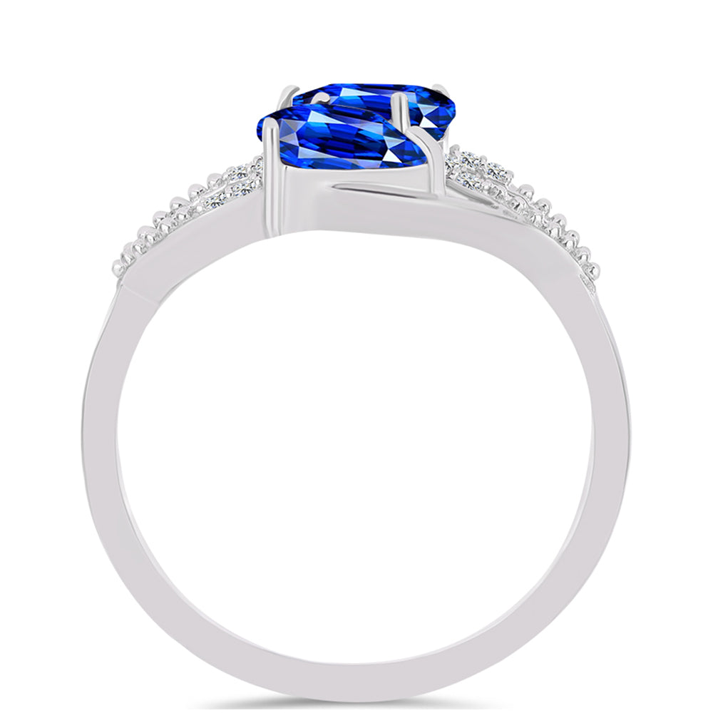 Anillo de Plata con Zafiro Azul Australiano y Topacio Blanco 2 
