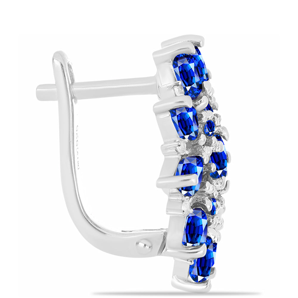 Pendientes de Plata con Zafiro Azul Australiano y Topacio Blanco 2 