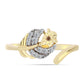 Anillo de Plata Bañada en Oro con Diamante Cognac y Topacio Blanco