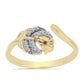 Anillo de Plata Bañada en Oro con Diamante Cognac y Topacio Blanco