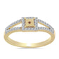 Anillo de Plata Bañada en Oro con Diamante Cognac y Topacio Blanco