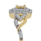 Anillo de Plata Bañada en Oro con Diamante Cognac y Topacio Blanco