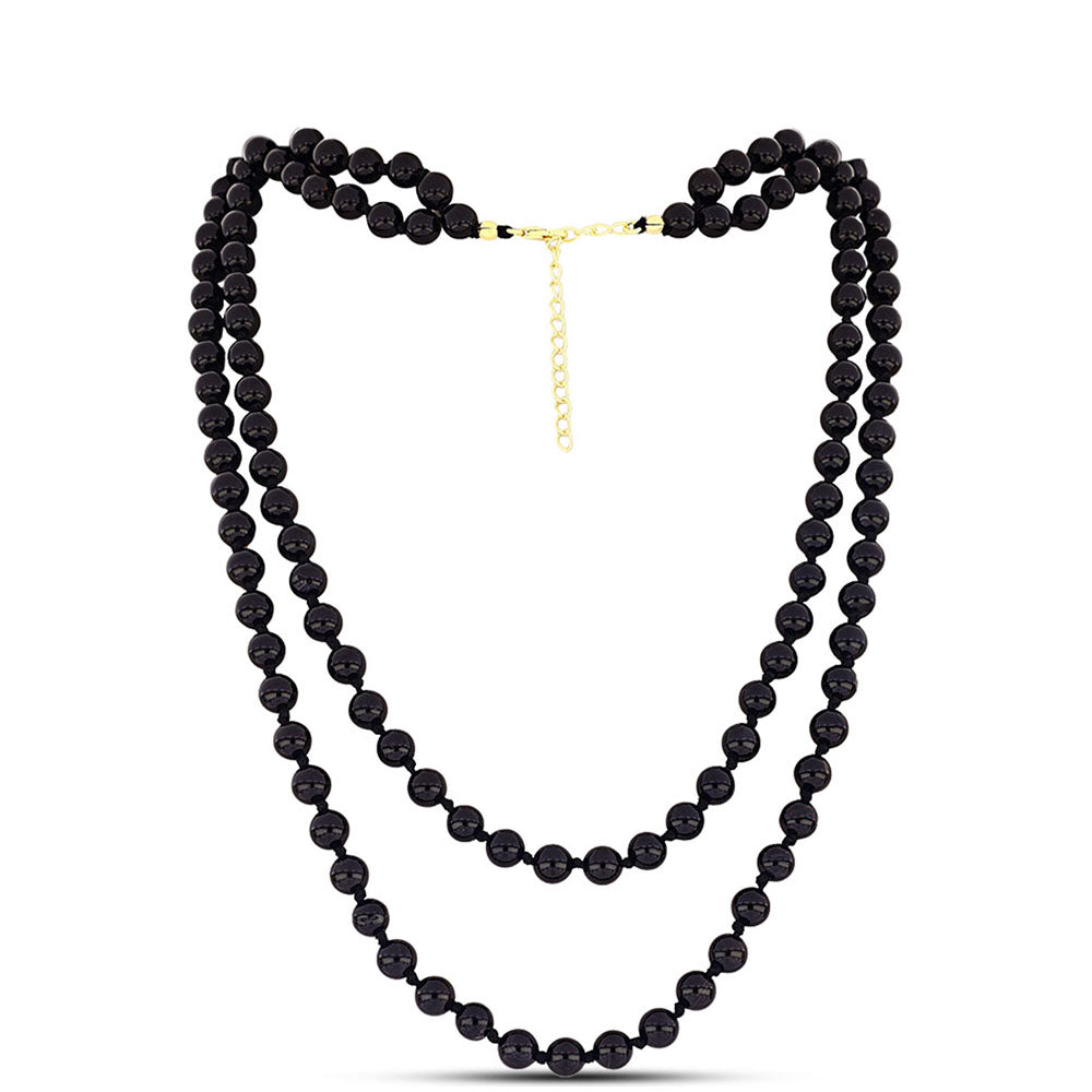 Collar de Plata Bañada en Oro con Ónix Negro 1 