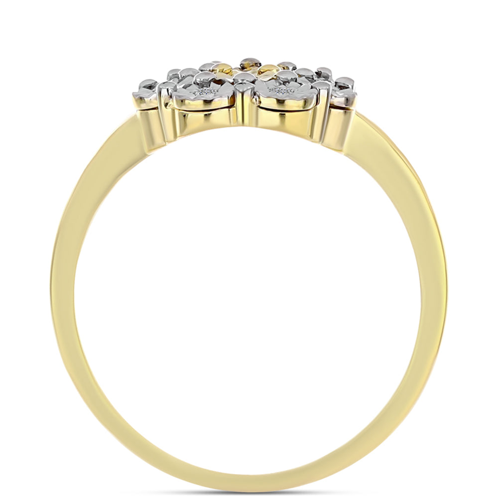 Anillo de Plata Bañada en Oro con Diamante Cognac y Topacio Blanco 2 