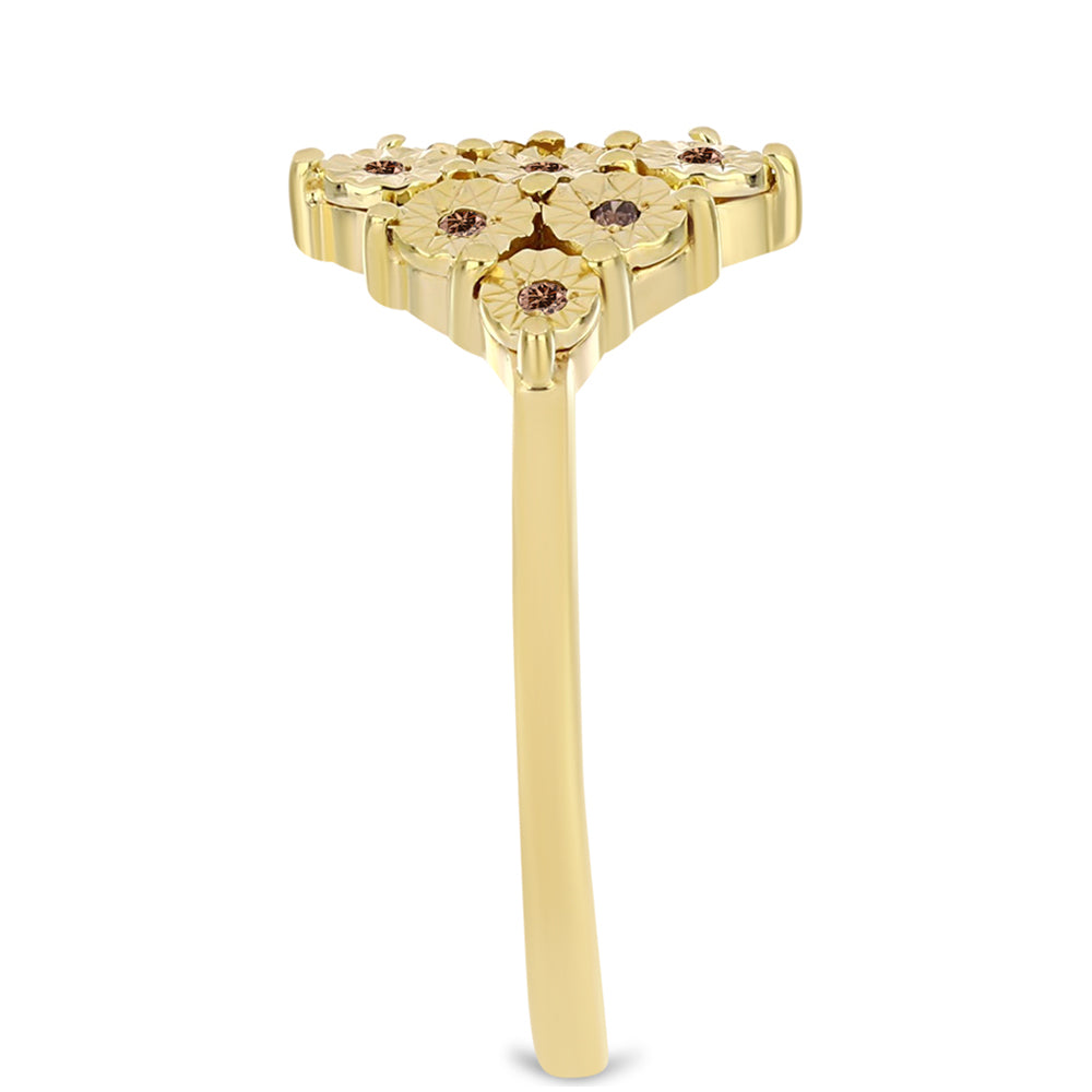 Anillo de Plata Bañada en Oro con Diamante Cognac 4 