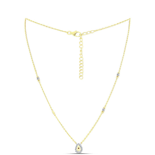 Collar de Plata Bañada en Oro con Diamante Cognac y Topacio Blanco