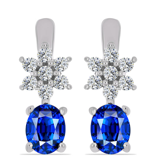 Pendientes de Plata con Zafiro Azul Australiano y Topacio Blanco
