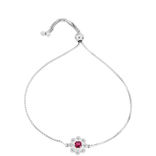 Pulsera de Plata con Rubelita de Cruzeiro y Topacio Blanco
