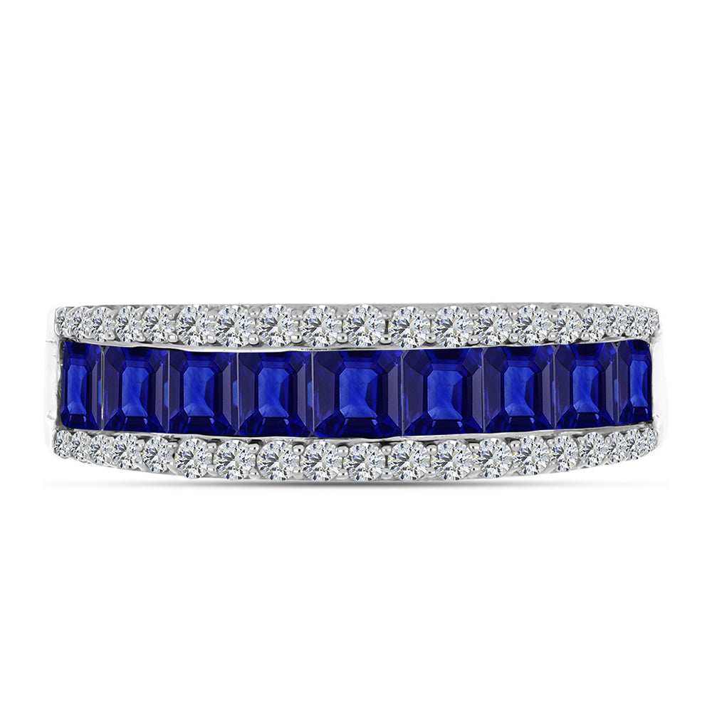 Anillo de Plata con Zafiro Azul Australiano y Topacio Blanco 1 