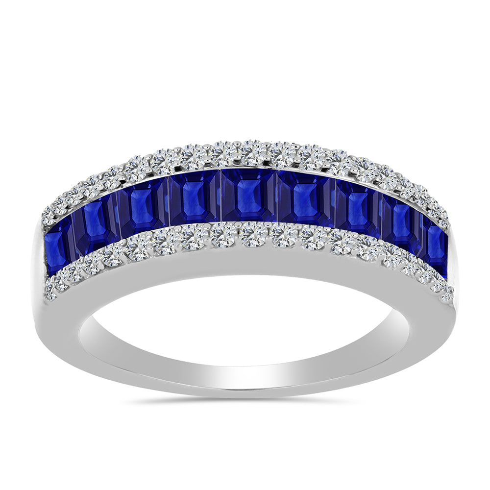 Anillo de Plata con Zafiro Azul Australiano y Topacio Blanco 3 