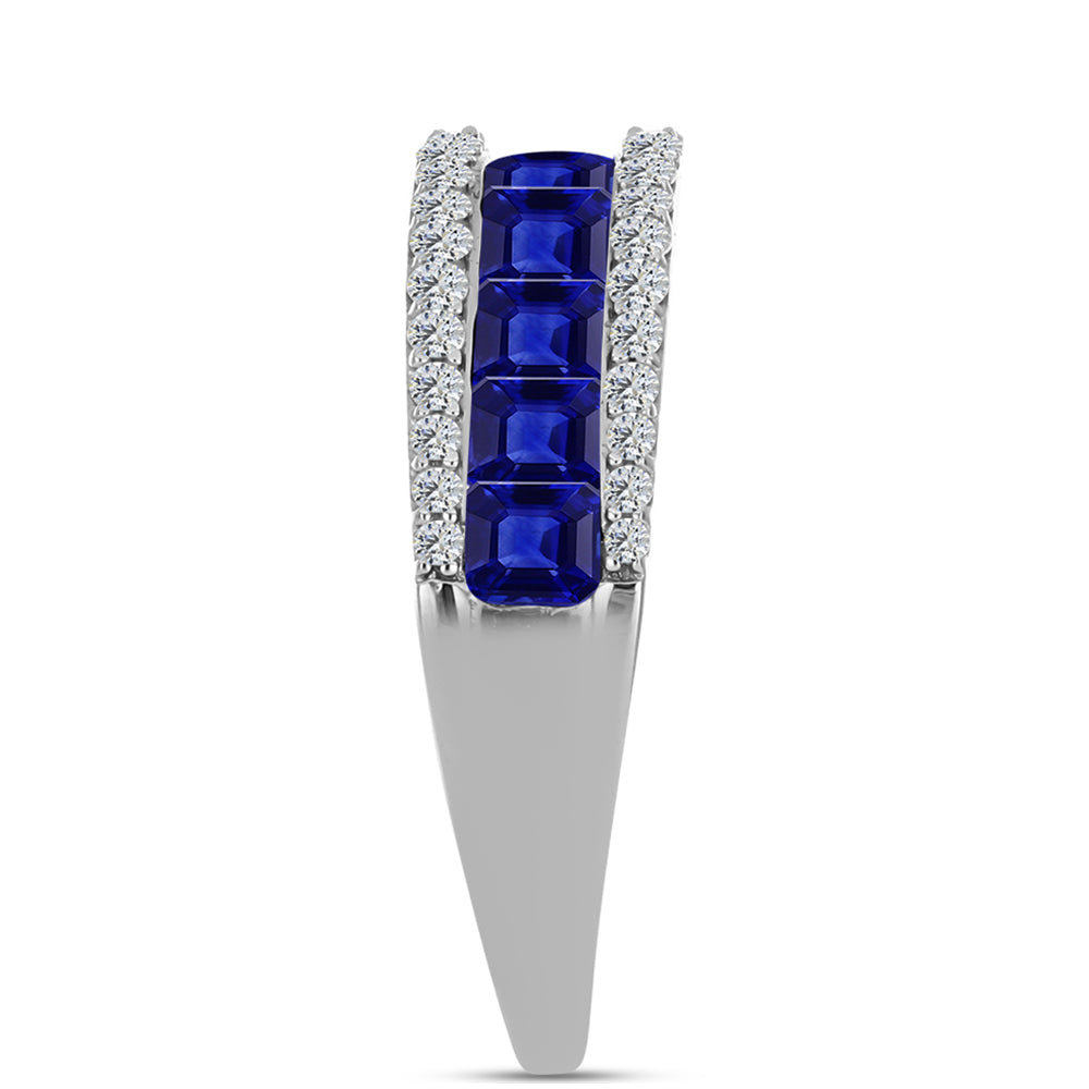 Anillo de Plata con Zafiro Azul Australiano y Topacio Blanco 4 