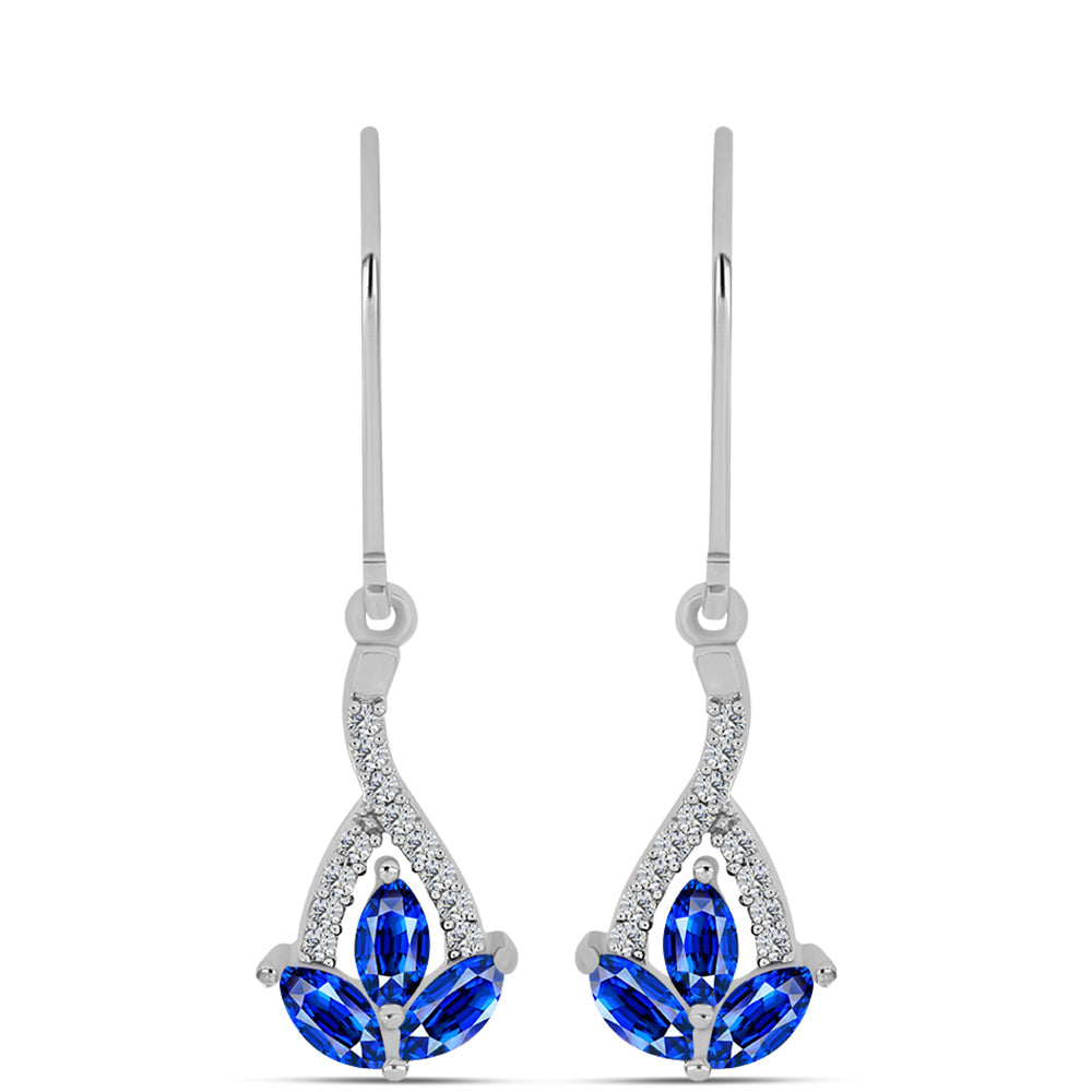 Pendientes de Plata con Zafiro Azul Australiano y Topacio Blanco 1 