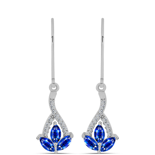 Pendientes de Plata con Zafiro Azul Australiano y Topacio Blanco