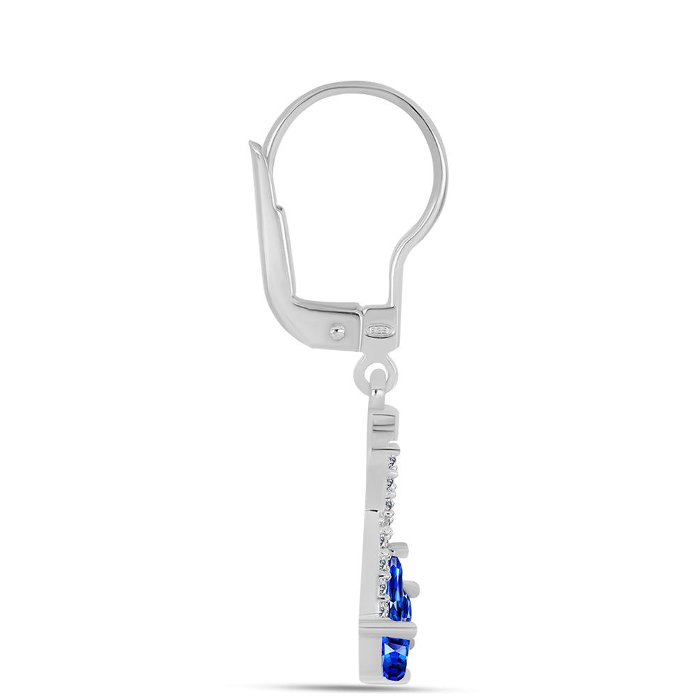 Pendientes de Plata con Zafiro Azul Australiano y Topacio Blanco 2 
