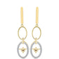 Pendientes de Plata Bañada en Oro con Diamante Cognac y Topacio Blanco