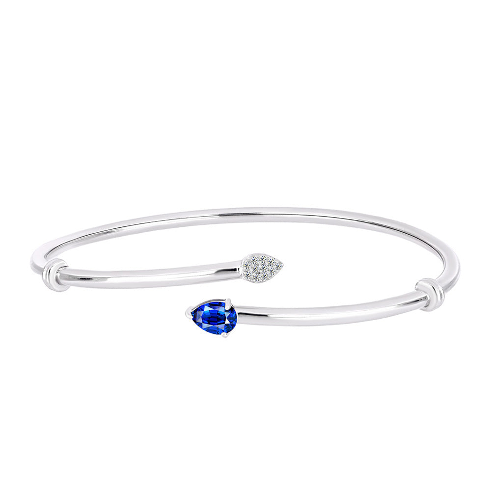 Brazalete de Plata con Zafiro Azul Australiano y Topacio Blanco 1 