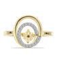 Anillo de Plata Bañada en Oro con Diamante Cognac y Topacio Blanco