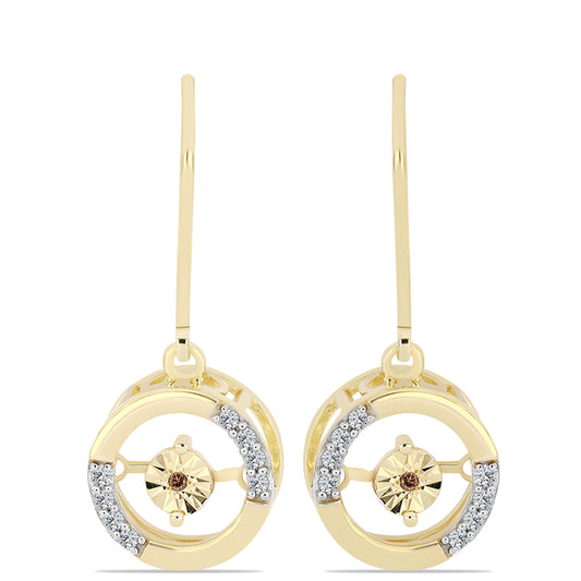 Pendientes de Plata Bañada en Oro con Diamante Cognac y Topacio Blanco