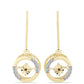 Pendientes de Plata Bañada en Oro con Diamante Cognac y Topacio Blanco
