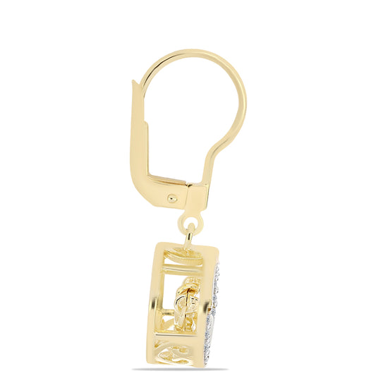 Pendientes de Plata Bañada en Oro con Diamante Cognac y Topacio Blanco