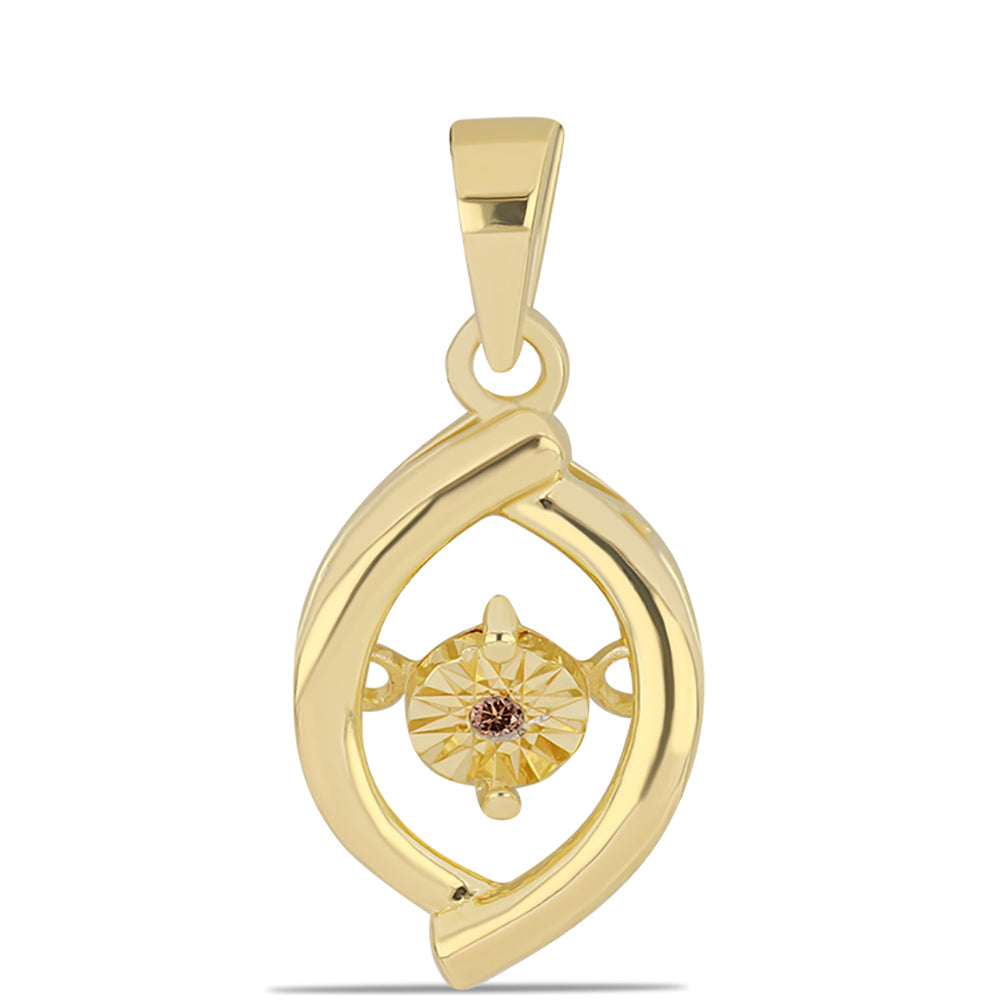 Colgante de Plata Bañada en Oro con Diamante Cognac 1 