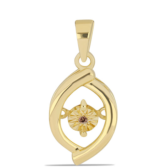 Colgante de Plata Bañada en Oro con Diamante Cognac