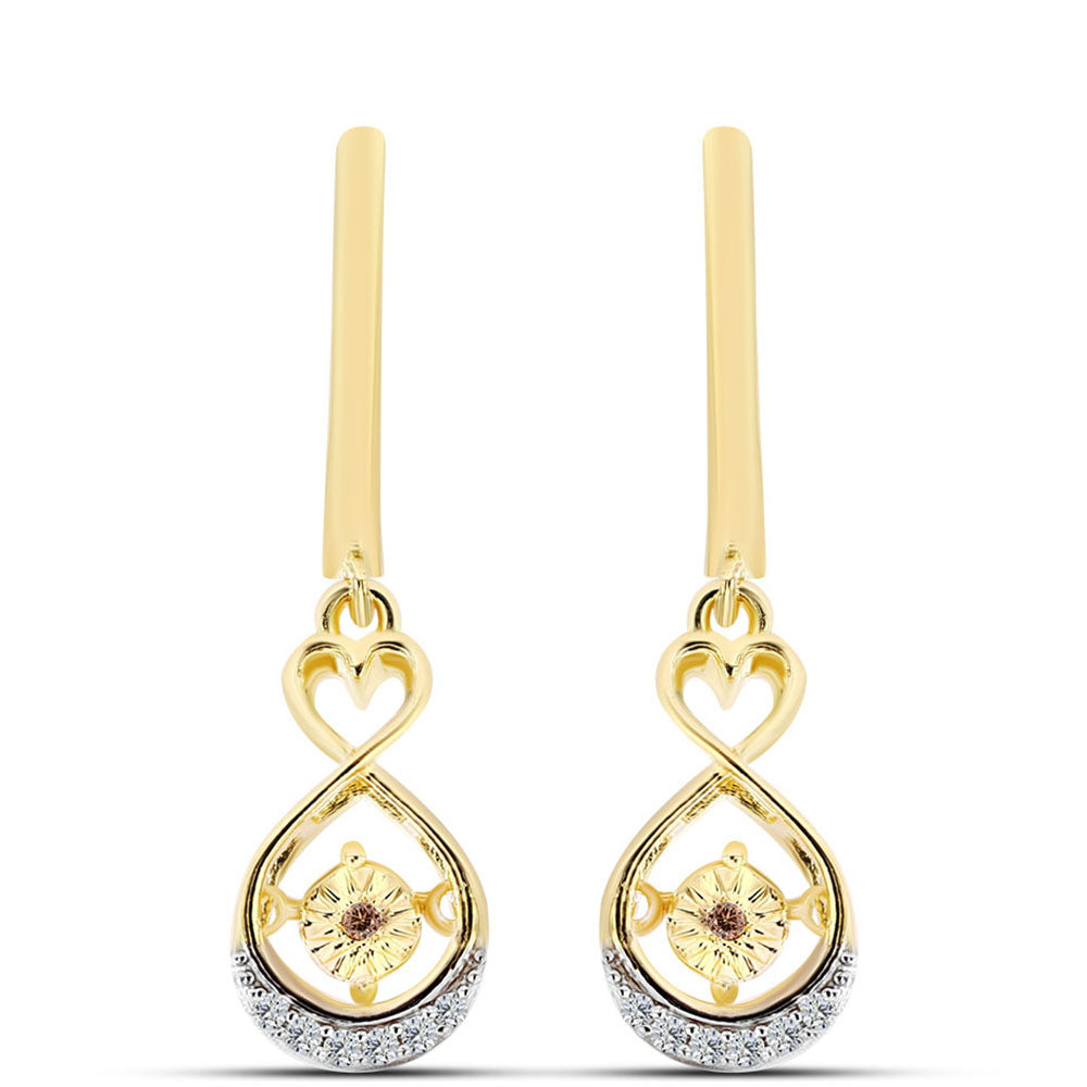 Pendientes de Plata Bañada en Oro con Diamante Cognac y Topacio Blanco 1 