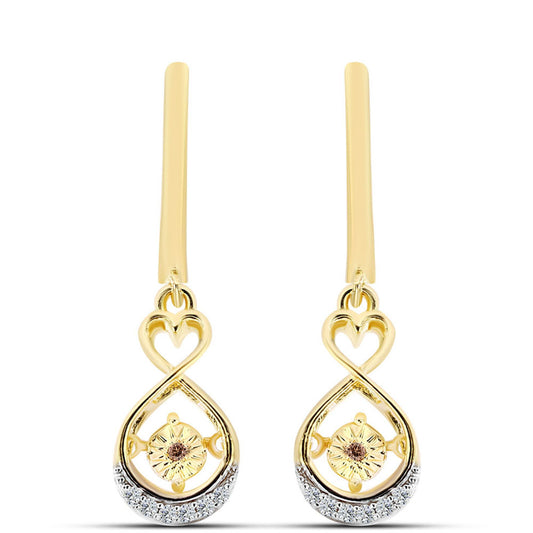 Pendientes de Plata Bañada en Oro con Diamante Cognac y Topacio Blanco