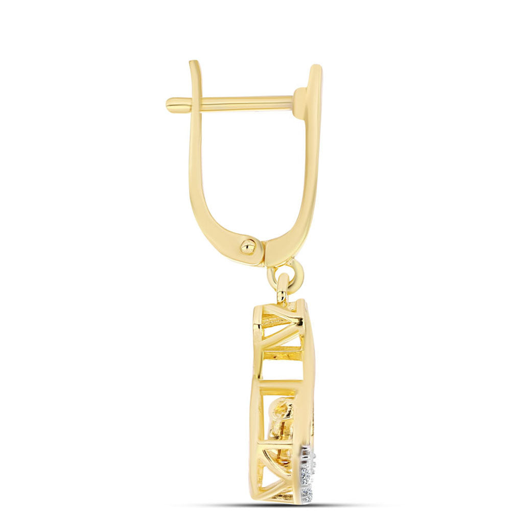 Pendientes de Plata Bañada en Oro con Diamante Cognac y Topacio Blanco 2 