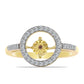 Anillo de Plata Bañada en Oro con Diamante Cognac y Topacio Blanco