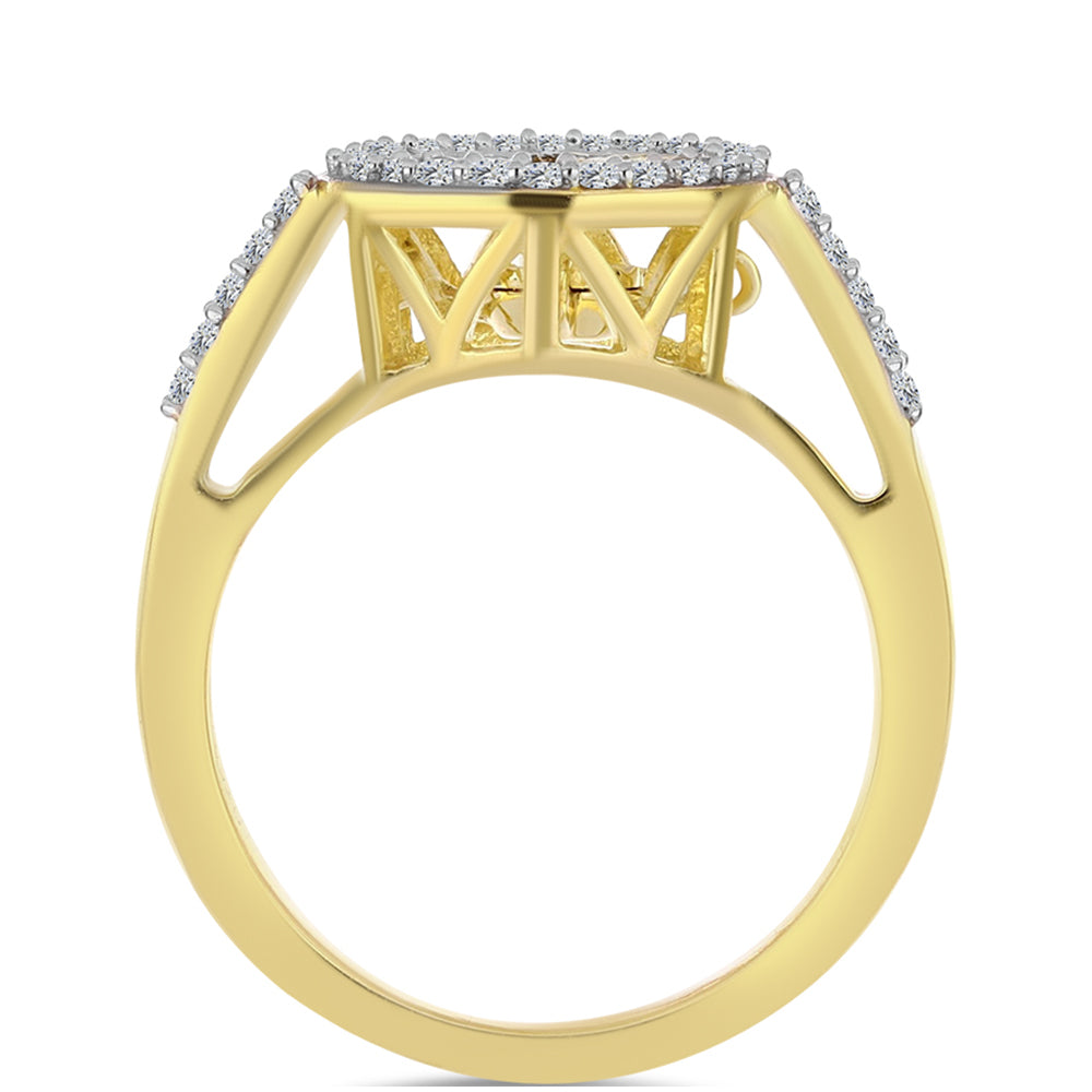 Anillo de Plata Bañada en Oro con Diamante Cognac y Topacio Blanco 2 