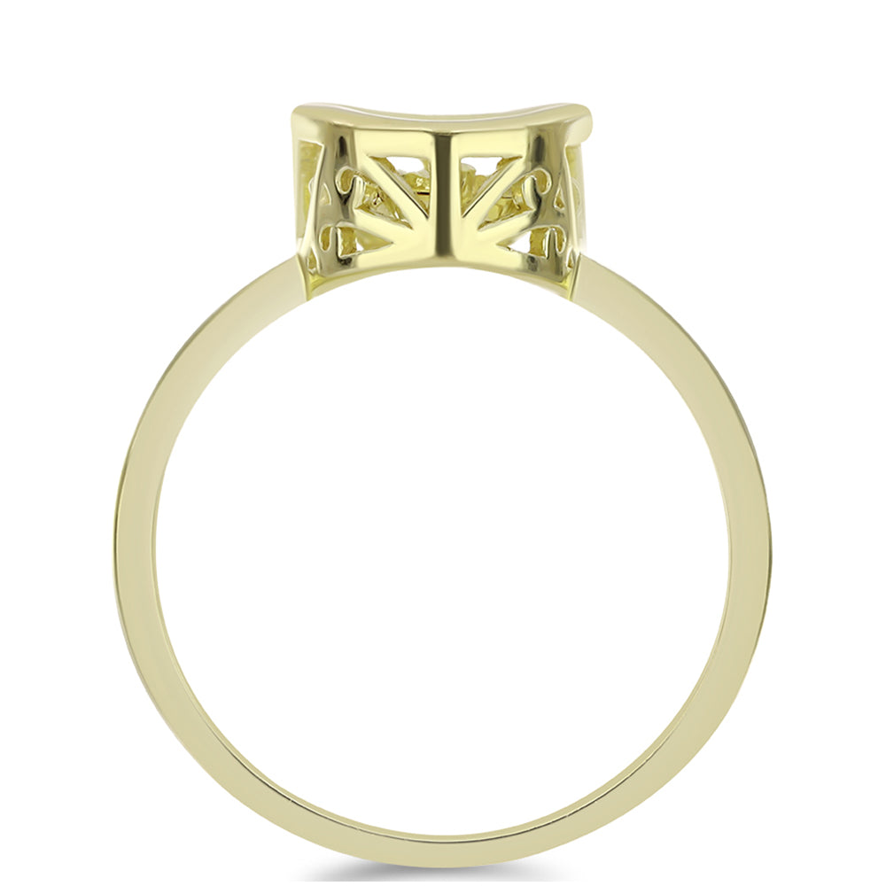 Anillo de Plata Bañada en Oro con Diamante Cognac 2 