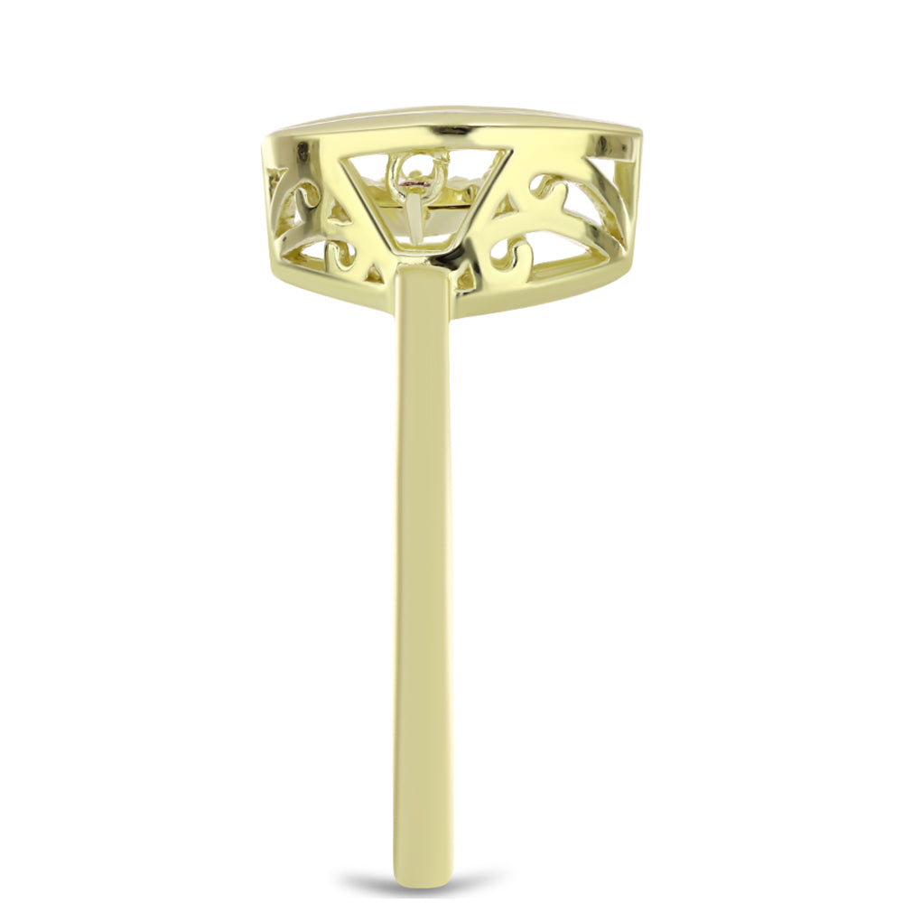 Anillo de Plata Bañada en Oro con Diamante Cognac 4 