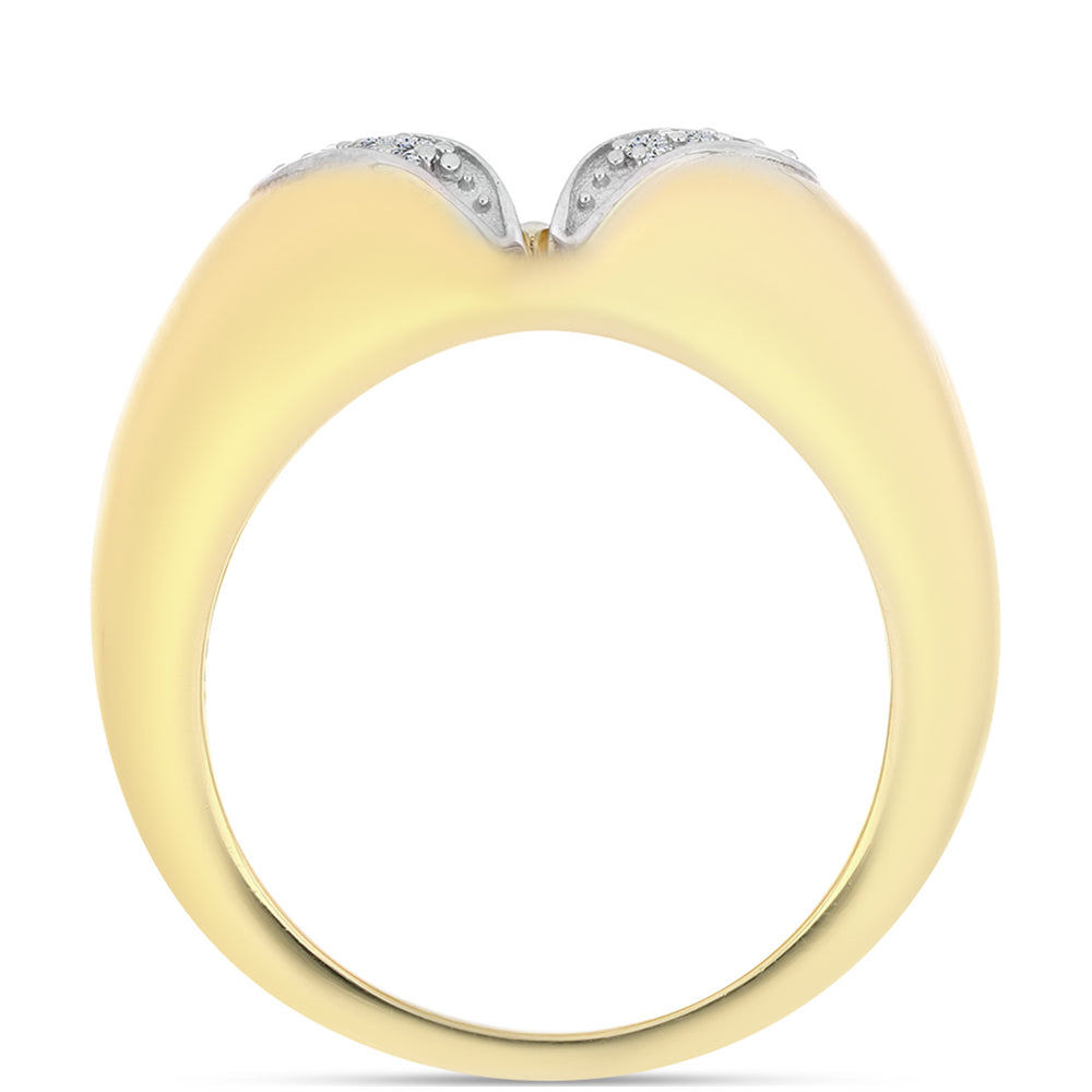 Anillo de Plata Bañada en Oro con Diamante Cognac y Topacio Blanco 2 