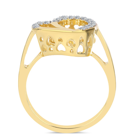 Anillo de Plata Bañada en Oro con Diamante Cognac y Topacio Blanco