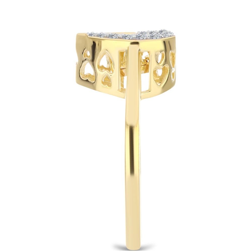Anillo de Plata Bañada en Oro con Diamante Cognac y Topacio Blanco