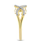 Anillo de Plata Bañada en Oro con Diamante Cognac y Topacio Blanco