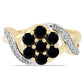Anillo de Plata Bañada en Oro con Ónix Negro y Topacio Blanco