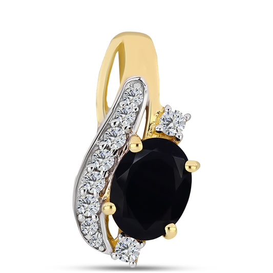 Colgante de Plata Bañada en Oro con Ónix Negro y Topacio Blanco