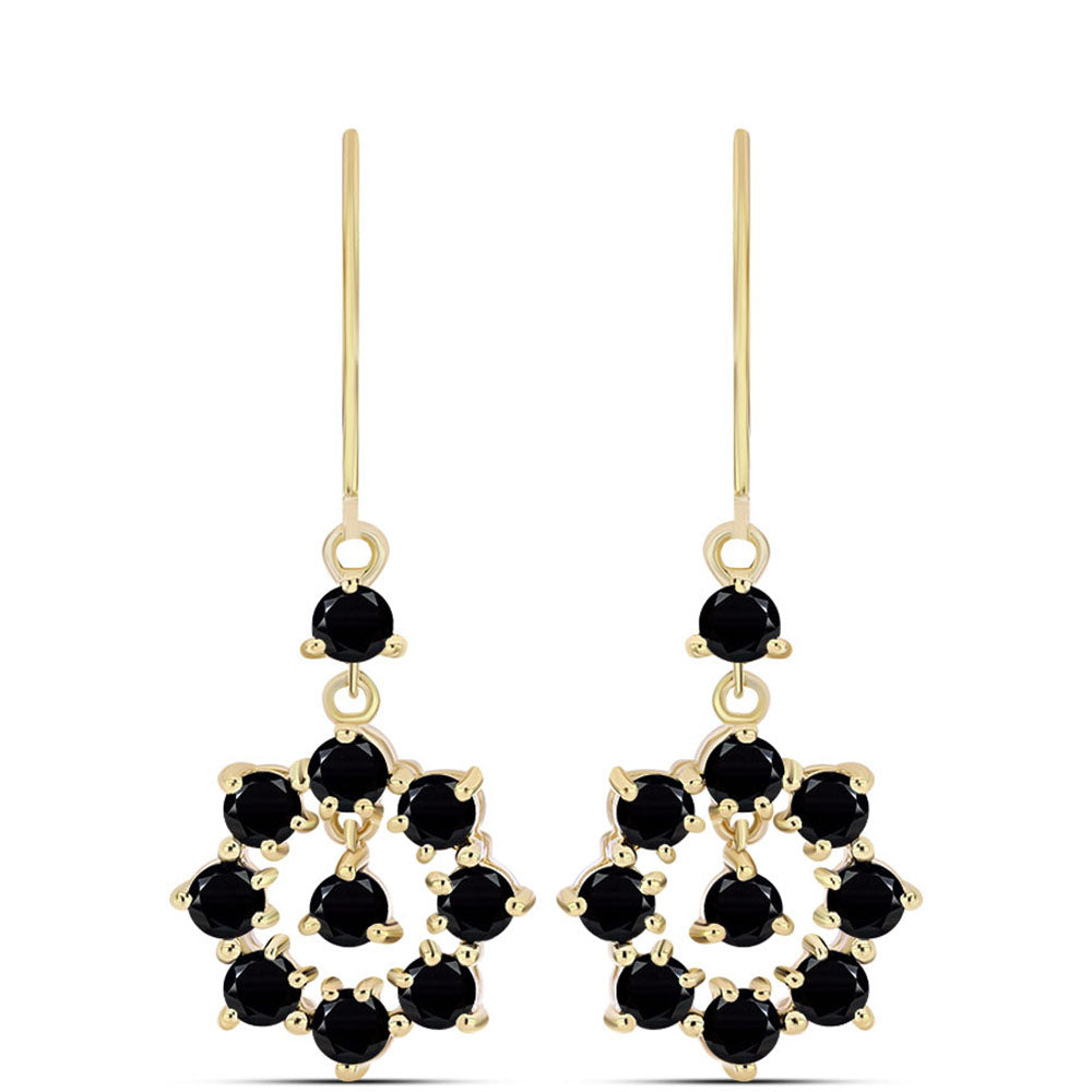 Pendientes de Plata Bañada en Oro con Ónix Negro 1 