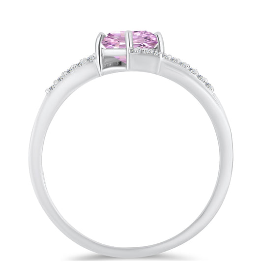 Anillo de Plata con Kunzita de Pala y Topacio Blanco