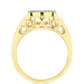 Anillo de Plata Bañada en Oro con Diamante Cognac y Topacio Blanco