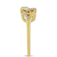 Anillo de Plata Bañada en Oro con Diamante Cognac y Topacio Blanco