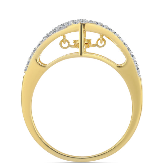 Anillo de Plata Bañada en Oro con Diamante Cognac y Topacio Blanco