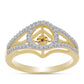 Anillo de Plata Bañada en Oro con Diamante Cognac y Topacio Blanco