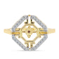 Anillo de Plata Bañada en Oro con Diamante Cognac y Topacio Blanco