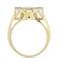 Anillo de Plata Bañada en Oro con Diamante Cognac y Topacio Blanco