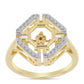 Anillo de Plata Bañada en Oro con Diamante Cognac y Topacio Blanco